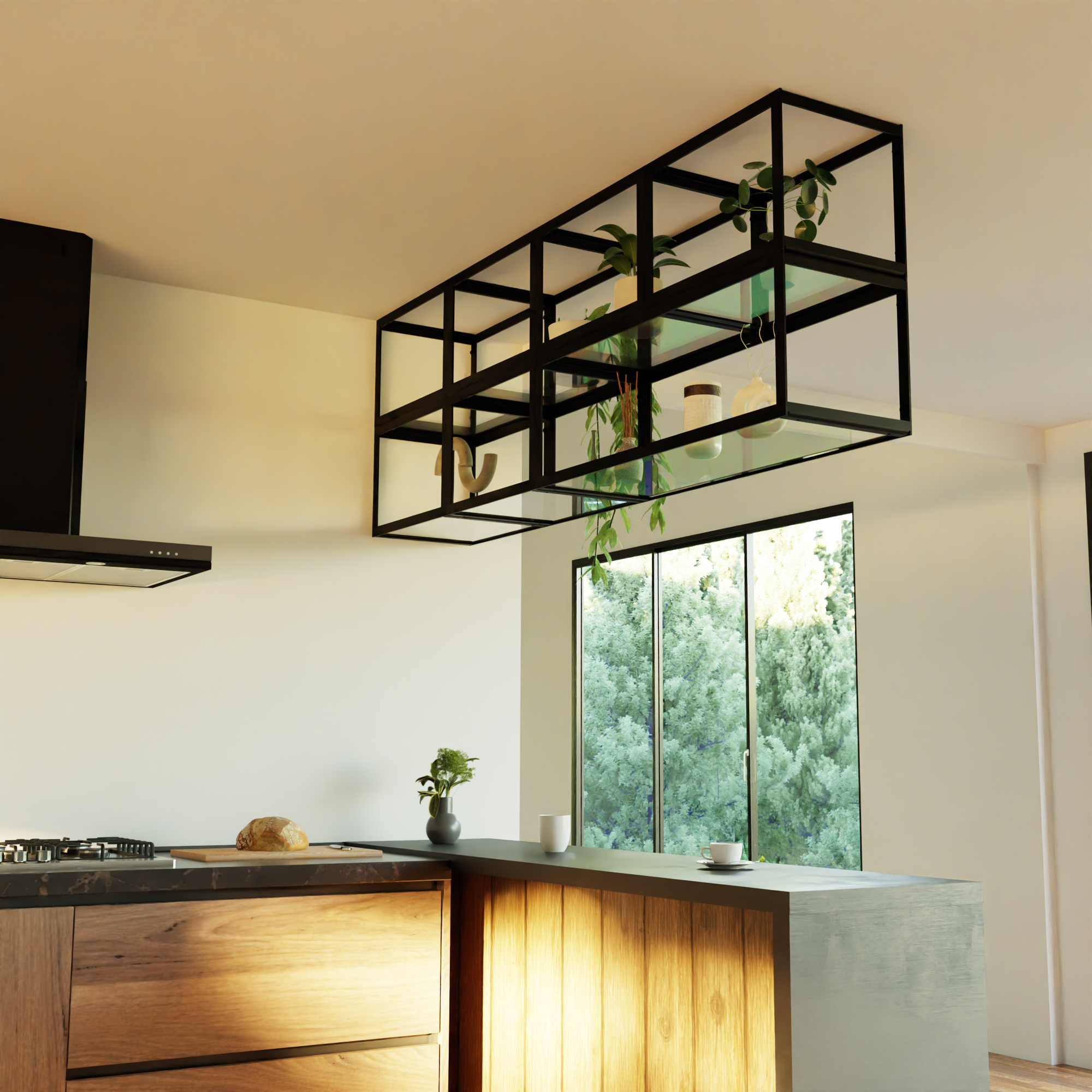 Suspended Cabinet Design - Kitchen Cube Cabinet by Federal Brace